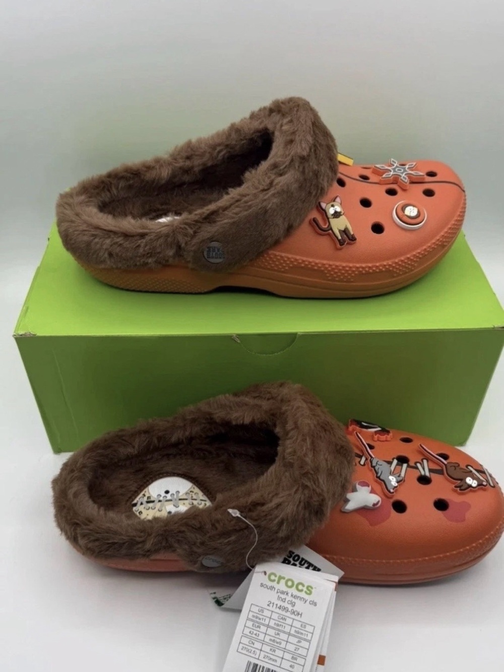 Men’s Orange Fur-Lined Clog Shoes